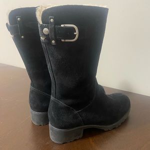 UGG Australia Womens F8010G Black Leather Sheepskin Zip MidCalf Winter Boots 7.5